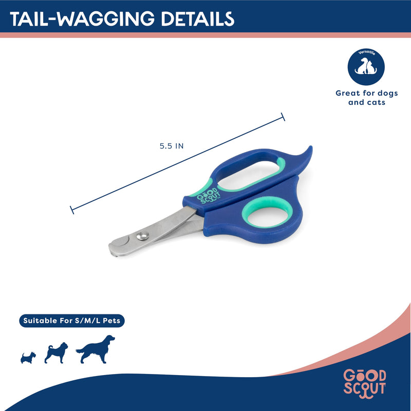 Good Scout Medium Pet Nail Clippers, Best Dog Nail Trimmers & Cat Nail Trimmers, Non-Slip Handle Canine Nail Clippers with Stainless Steel Strong Blades for Quick & Easy Nail Trimming, 5.5-Inch 5.5 Inch - PawsPlanet Australia