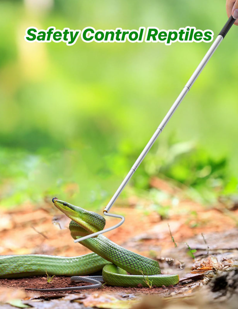 Snake Hook 40" – Telescopic Stainless Steel Reptile Grabber Stick for Safely Handling Snakes and Lizards, Lightweight & Portable Catcher Tool - PawsPlanet Australia