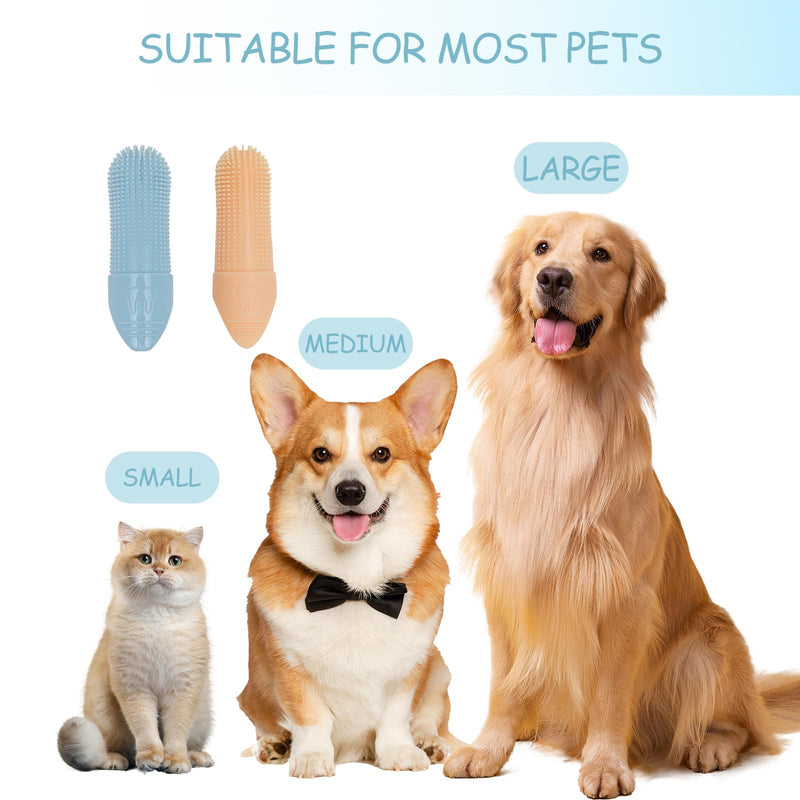VOSSOT Pack of 4 Dog Toothbrush, Fingerling, Silicone Finger Toothbrush, Dog Finger Cots Dog Dental Care, Soft Toothbrush for Dogs & Cats, for Teeth Cleaning, Dental Care & Teeth Cleaning