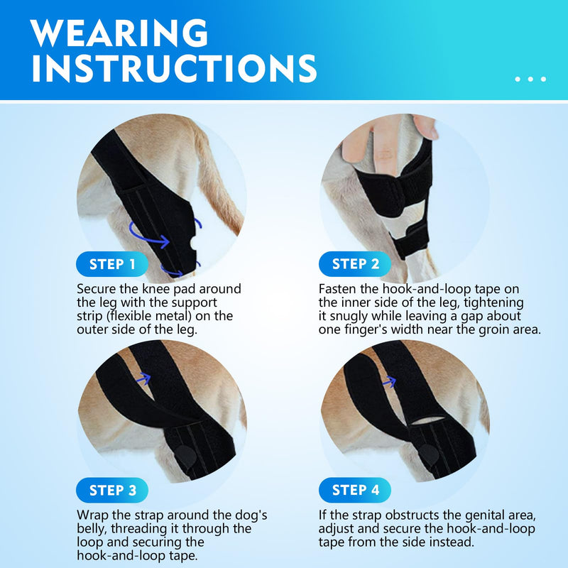 Black Dog Knee Brace for Hind Leg Adjustable Dog Leg Support Back Leg for Joint Pain Relief Arthritis Luxating Patella for Puppy with touthbrushes XS