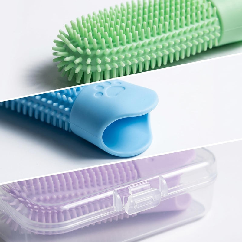 3-Piece Finger Brush Set for Dog Dental Care with Box, Dog Toothbrush Finger Brush, Tooth Finger Brush for Dogs and Cats, Easy to Use for Pet Owners