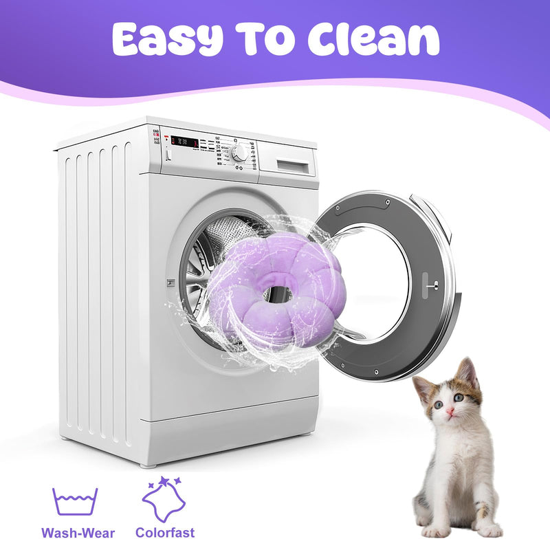 Cat Cone Collar Comfy Flower Style Elizabeth Collar Soft Waterproof Cat Recovery Collars Stop Licking Scratching After Surgery Cute Adjustable Lightweight Kitten Collars for Cats Kittens Small Dogs Purple