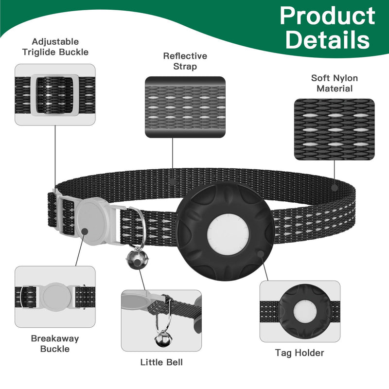 Cat Tracker,No Monthly Fee Cat Tracker Collar (Only iOS),Waterproof Pet Tracker for Cats with Safety Elastic Buckle,Works with Any Collar,Compatible with Apple Find My App not for Android-Black - PawsPlanet Australia