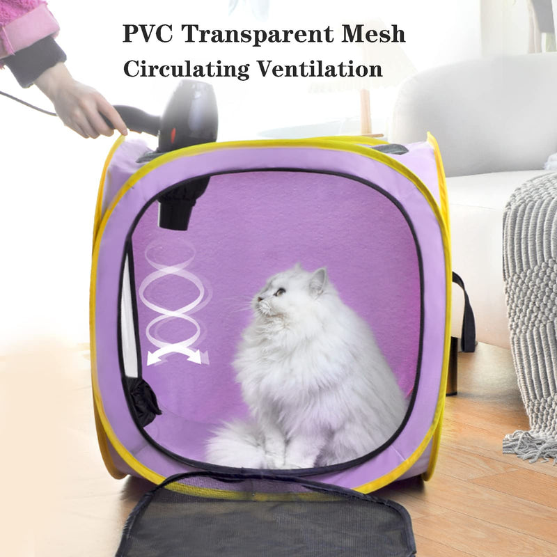Pet Cat Dog Drying Box,Portable Foldable Cat Drying Room,Drying Crate Cage for Small Medium and Large Dogs (Purple) Purple - PawsPlanet Australia