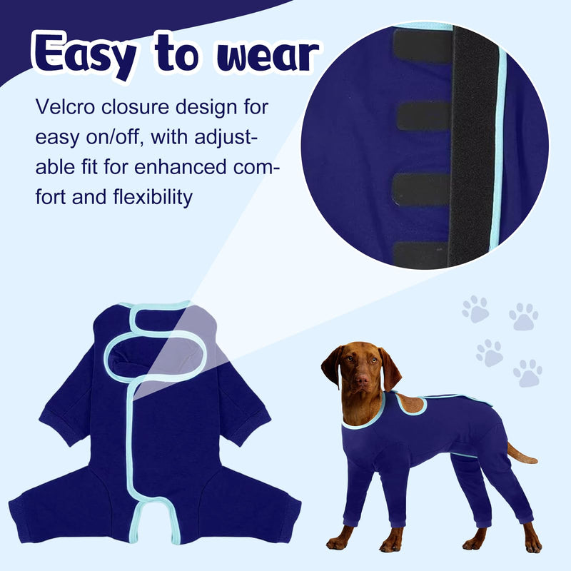 Surgical Body Dog Long-Sleeved with Leg, Dog Bodysuit After Surgery, Rear Legs Leak Protection After Surgery, Adjustable Body Dog Recovery Case, Wound Protection Suits, Body Breathable After Dog, Blue M (Chest Circumference: 45-53cm)