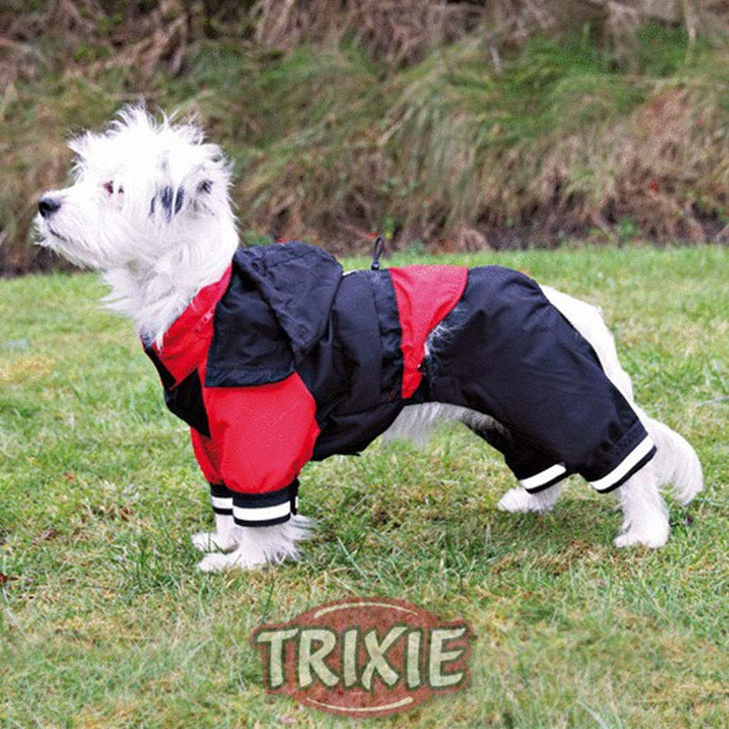 Trixie Cayres rainsuit, Size: S. Stomach: 46-54 cm Length: 35 cm. Black/Red - PawsPlanet Australia