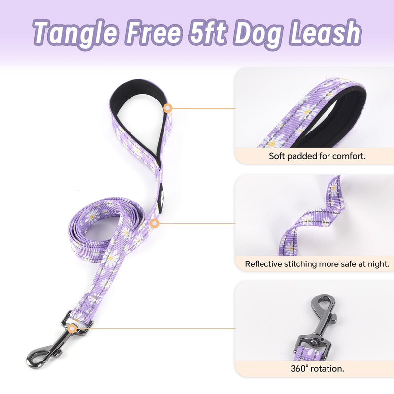 Dog Harness Leash Set, No Pull Adjustable Halter Cute Comfort Padded Handle for Medium Sized Large Small Dogs Walking Training Running with Reflective（XSmall,Purple） Purple XSmall - PawsPlanet Australia