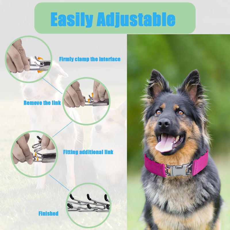 Prong Training Collar for Dogs, Rotating Ring Welding, Adjustable Dog Training Pinch Collar with Quick Release Buckle, for Small Medium Large Dogs Pink M/L(17-23" Neck, 3.2mm) - PawsPlanet Australia