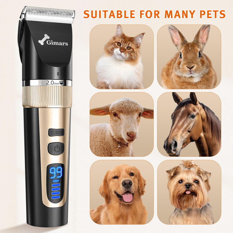Gimars Cordless 3-Speed Dog Clippers with Stainless Steel Dog Grooming Scissors Kits, Low Noise Quiet Rechargeable Pets Hair Thick Coats Trimmers Dog Shaver Clippers Kit for Dogs Cats Pet… - PawsPlanet Australia