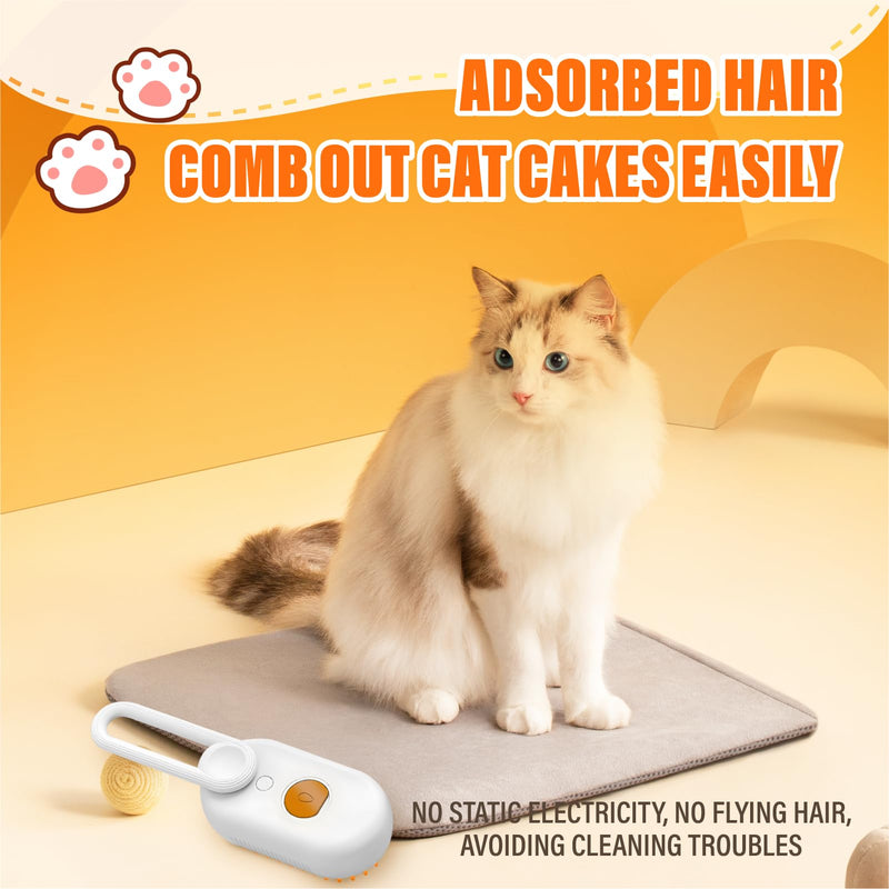 3 in 1 Cat Steam Brush, Rechargeable Steam Pet Brush for Dog,Cat and other pet Anti-Static, Cleaning, Shedding & Combing All In One 1 Count (Pack of 1) - PawsPlanet Australia