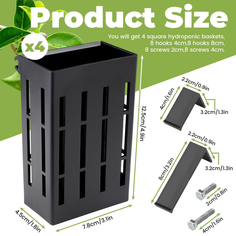 4 Pack Aquarium Plant Holder for 1-3.2in Edge, Hanging Fish Tank Plant Holder Aquatic Plant Pot with 16 Hooks for Live Plants Aquarium Planter Fish Tank Decorations 4 - PawsPlanet Australia