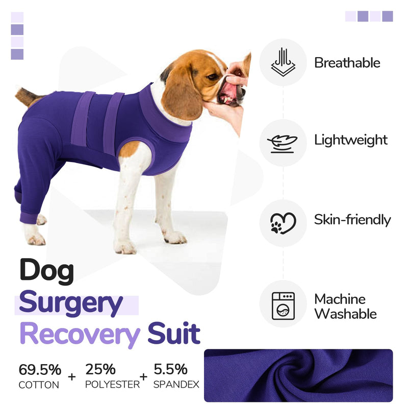 Lelepet Dog Recovery Suit, Rear Leg Wound Protector for Small Dogs, E-Collar Alternative Anti-Licking Spay/Neutering Suit for Male/Female Dogs, Purple XS