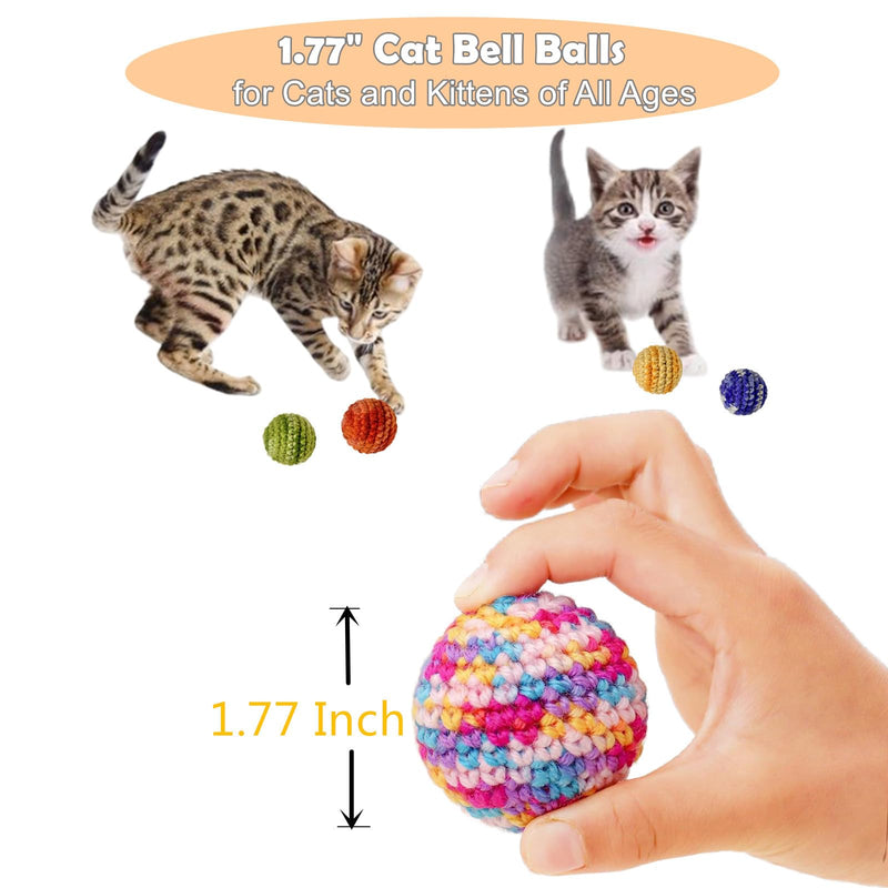 Jingle Cat Toy Balls 6 Pack 1.77" Woolen Yarn with Bell - Indoor Kitten Toys for Safe Chew & Play, Includes Gift Box - PawsPlanet Australia