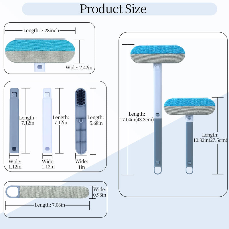 Pet Hair Remover for Furniture, 4 in 1 Multifunctional Lint Brush Pet Hair Tools, Reusable Long Handle Cat Dog Hair Remover Brush for Couch, Carpet, Clothes & Bed, Self-Cleaning Pet Comb - PawsPlanet Australia