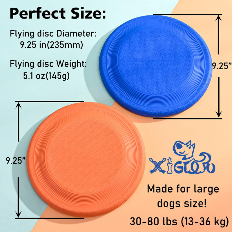 Dog Flying Disc - Durable Rubber Flying Disc Dog Toy - 9.25" Indestructible Rubber Dog Flying Discs Flyer Dog Toys - Puncture Resistant & Bite Resistant Extremely - for Medium Large Dogs Blue