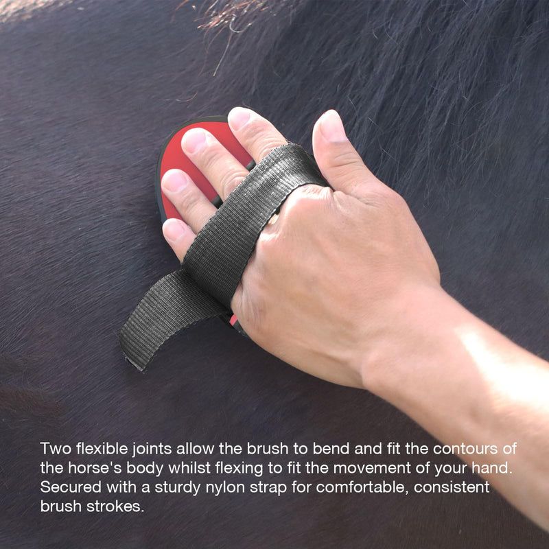 Harrison Howard Flexible Finish Horse Grooming Brush - Bendable and Convenient for Scrubbing, Comfortable Hold in Hand - Red - PawsPlanet Australia
