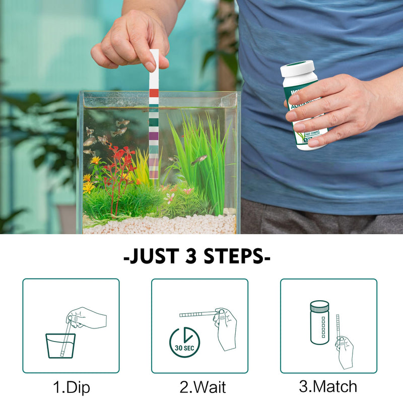 7 in 1 Aquarium Test Strips, 125ct Fish Tank Test Strips for Freshwater Saltwater Pond, Accurate Water Testing Kit Aquarium for Chlorine, Total Hardness, Carbonate, Alkalinity, Nitrate, Nitrite and pH - PawsPlanet Australia