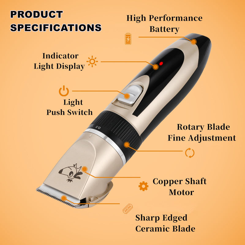 Aovdy Dog Clippers Grooming Kit Dog Shaver Clippers Hair and Paw Electric Cleaning Hair Clippers Set for Dogs Cats Rabbit (Gold, Limit Combs Set+Foot Shaving Blade) Gold - PawsPlanet Australia
