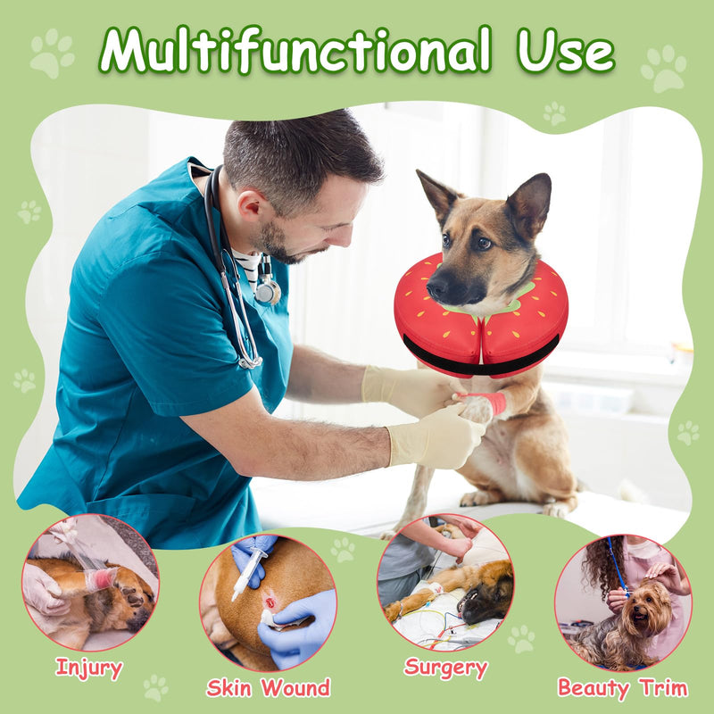 Dog Cone Collar After Surgery,Waterproof Fabric Comfy Pillow,Dog Cone Alternative,Inflatable Dog Collars E Collar Elizabethan Collar for Dogs (Red, M(Neck:9.84”-14.17”)) Strawberry Red M(Neck:9.4”-14.6”) - PawsPlanet Australia