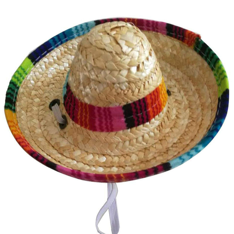 Dog & Cat Straw Sombrero Hat, Mini Mexican Hats, One Size Fits All, Lightweight, Multi-Use Pet Apparel