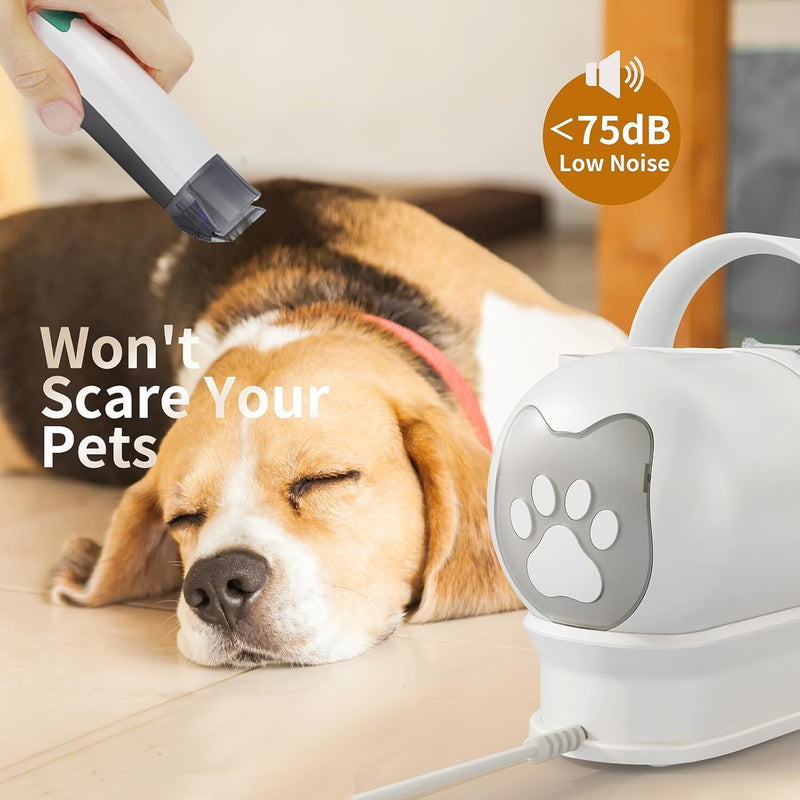 Dog Grooming Kit, Pet Grooming Vacuum with Pet Clipper Nail Grinder, Dog Hair Vacuum with 6 Pet Grooming Tools for Dogs Cats Shedding Grooming - PawsPlanet Australia