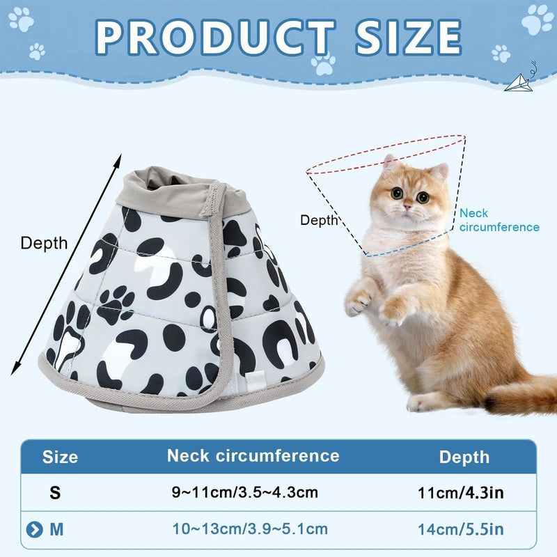 Cat Cone Soft and Breathable Cat Cones to Stop Licking Size M Adjustable Dog Cone Suitable for Dogs Puppies and Kittens Size M Fits 17-22cm