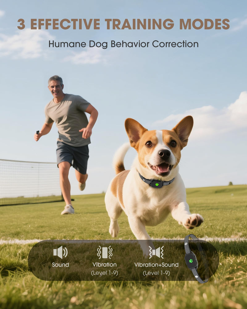 No Shock No Prongs Dog Training Collar, 100% Safe & Humane for Small Medium Dogs, Sound & 2X Strong Vibration(1-9) & Combo Mode (1-9), 2600Ft Remote Range E-Collar with Smart Power Mode?Black? Black - PawsPlanet Australia