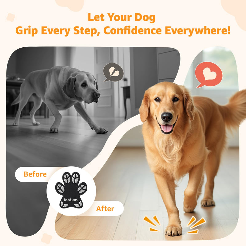 Dog Paw Protector for Senior Dogs - Anti-Slip Dog Paw Pads for Dogs Traction on Hardwood Floors, Paw Grips Stickers with Stronger Adhesive for Slippery Floors, 12 Sets (48pcs) Leaf Black XXXL Black｜Leaf Shape - PawsPlanet Australia