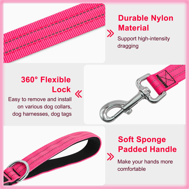 Led Dog Leash, 4 Ft Light Up Dog Leash Rechargeable Waterproof, Nylon Reflective Leashes with Padded Handle for Night Walking, Safety Glow in The Dark Dog Leash for Large Medium Small Pets Pink - PawsPlanet Australia