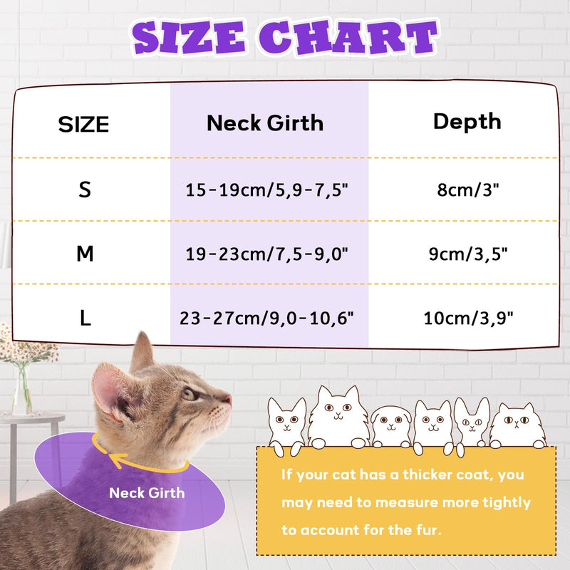 Cat Cones to Stop Licking, Cat Recovery Collar, Soft Donut Collar After Surgery, Adjustable Kitten Doughnut Collars, Elizabethan Collars for Cats, Purple M Medium