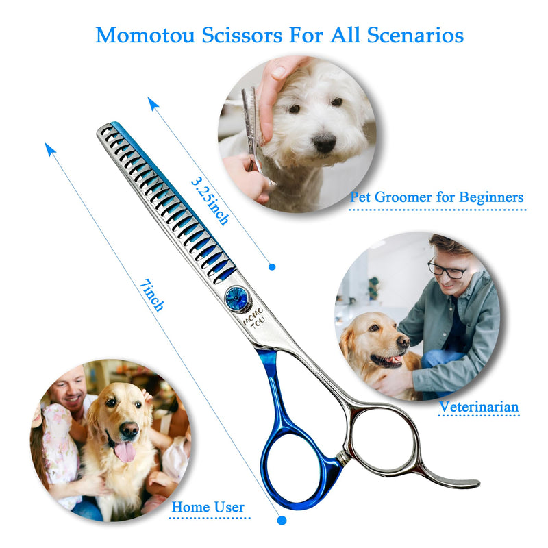 7'' Dog Grooming Scissors Set Straight Thinning Curved Chunker Shears 4pcs in 1 Set with Comb Dog Grooming Scissors Kit for Dogs and Cats 7'' - PawsPlanet Australia