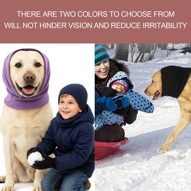 3 Pcs Dog Ear Protectors, Dog Ear Defenders, Warm and Soft Dogs Snood, Dogs Snood for Wearing in Bathing Grooming Waterproof Reducing Noise (Black, Purple, Pink)
