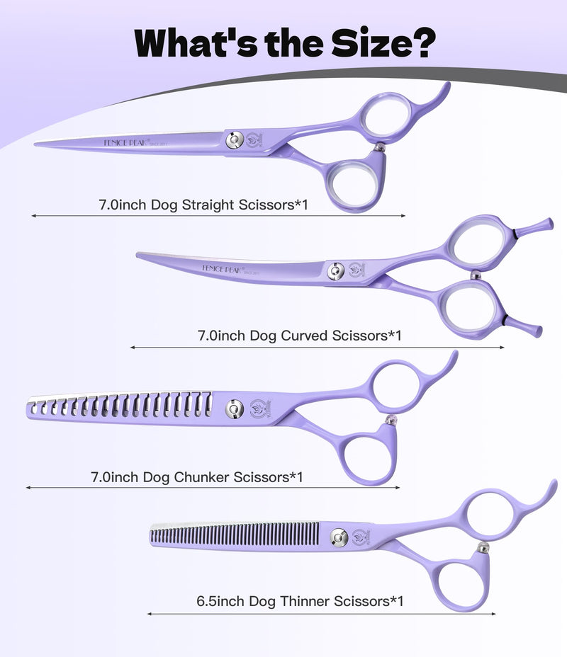 Fenice Peak 6.5" Professional Thinning Dog Grooming Scissors, Japanese 440C Stainless Steel Dog Thinning Shears, Lightweight Pet Trimming Scissors for Face, Body, and Paws, Violet Single Thinner Scissor
