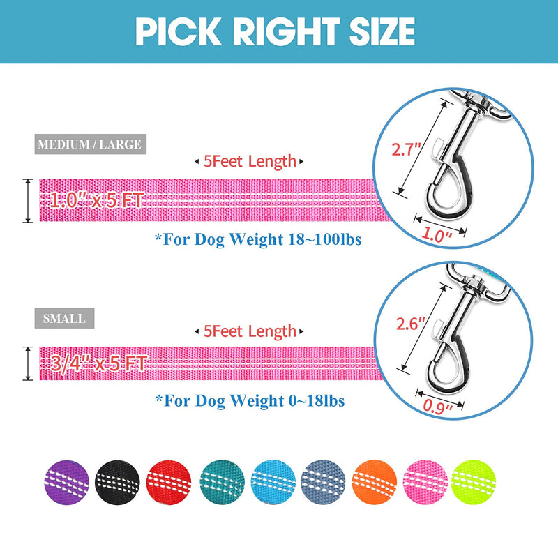 BAAPET Two Handle Dog Leash, Dual Soft Padded Handles with Traffic Control Handle Leash for Small Medium or Large Dogs (3/4'' x 5 FT, Pink) 2 Handle (3/4'' x 5 FT) - PawsPlanet Australia