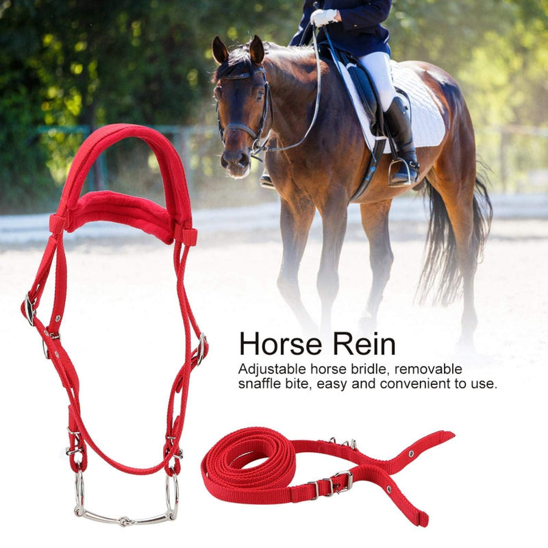Zerodis Adjustable Horse Bridle with Rein Red Harness Headstall with Soft Cushion - PawsPlanet Australia