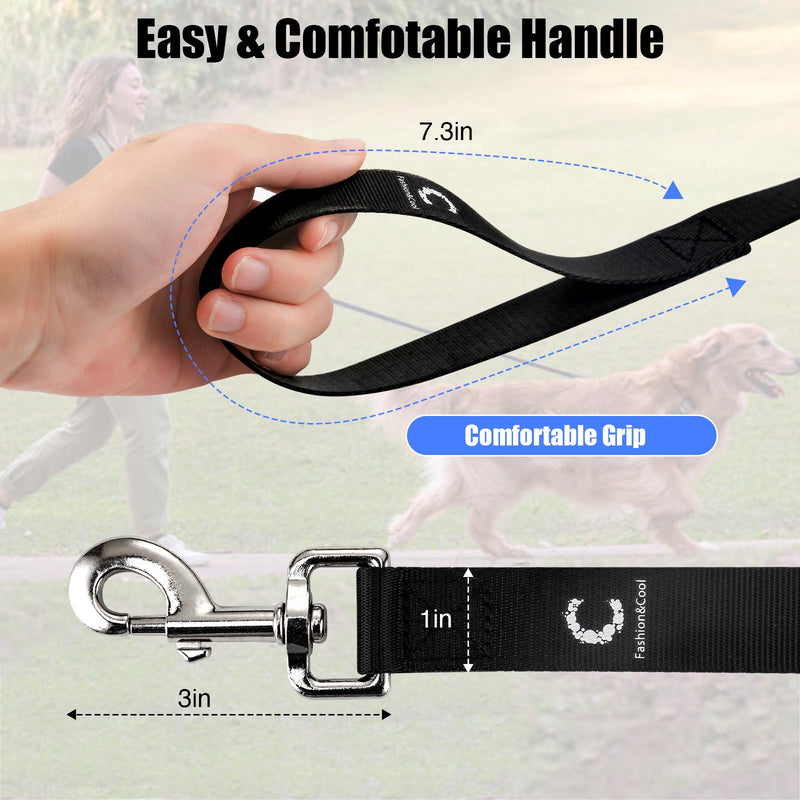 Nylon Dog Training Leash, Traction Rope, 9 Feet Long, 1 Inch Wide, for Small, Medium and Large Dogs, Heavy Duty Dog Lead for Walking, Running, and Training Black - PawsPlanet Australia