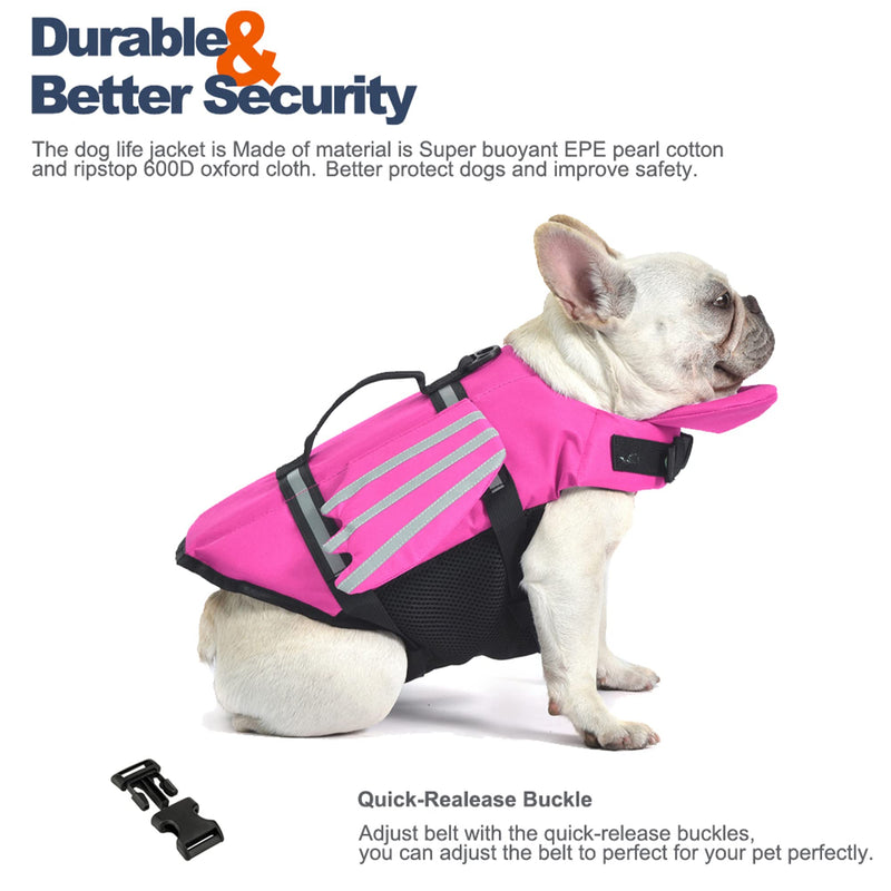 Dog Life Jacket, Wings Dog Life Vest with Chin Float Rescue Handle for Small Medium Large Dogs, Adjustable High Visibility Flotation Pet Safety Swim Vest for Swimming Boating (Pink, S) S (Chest Girth 16.1"-20.9") Pink - PawsPlanet Australia