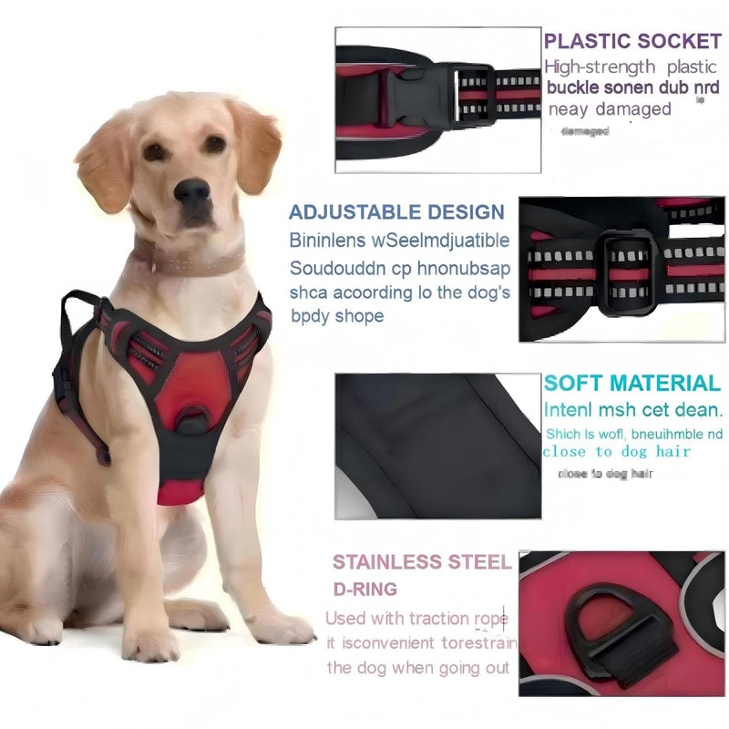 Light Up Dog Harness - No Pull LED Dog Harness Rechargeable Waterproof,for Night Walking Adjustable Glow Up Dog Vest,for Large Dogs(Black-XL) XL Black - PawsPlanet Australia