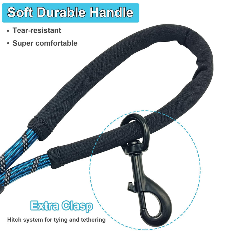 BTINESFUL Long Dog Leash, 10/15/20/30/50FT Dog Training Leash with Soft Handle, Reflective Heavy Duty Rope Dog Lead for Medium Large Dogs Outside Play, Camping (3/8" x 20ft, Blue) 20ft x 3/8inch - PawsPlanet Australia