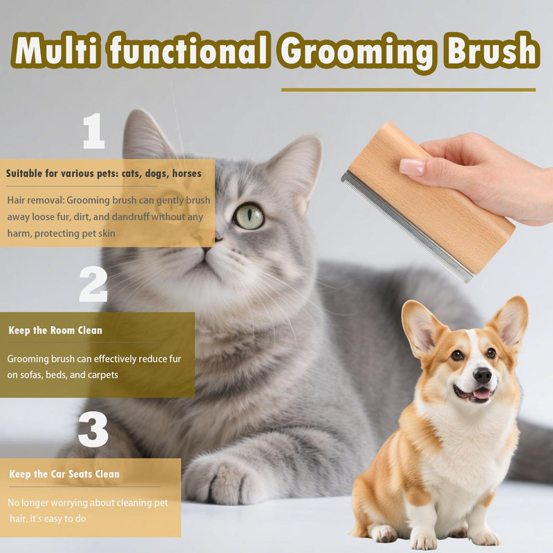 Natural Wooden Pet Grooming Kit 2-in-1 Dog Deshedding Tool and Cat Nail Clipper Gentle & Painless Fur Brush and Secure Paw Nail Trimmer for Small Medium Large Pets (Includes storage box) 5/6.5 Inch - PawsPlanet Australia