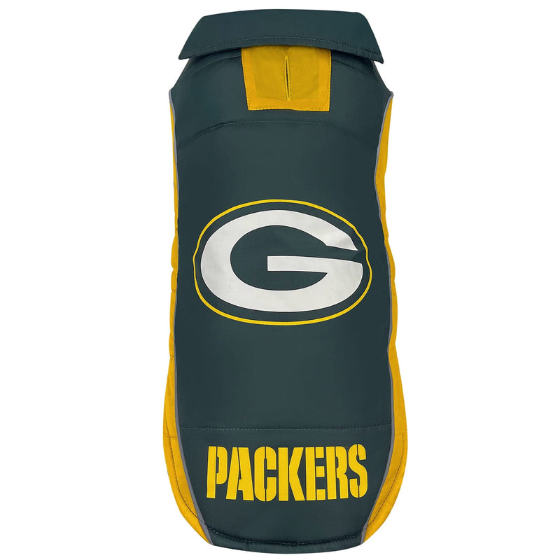 NFL Green Bay Packers Puffer Vest for Dogs & Cats, Size Medium. Warm, Cozy, and Waterproof Dog Coat, for Small and Large Dogs/Cats. Best NFL Licensed PET Warming Sports Jacket
