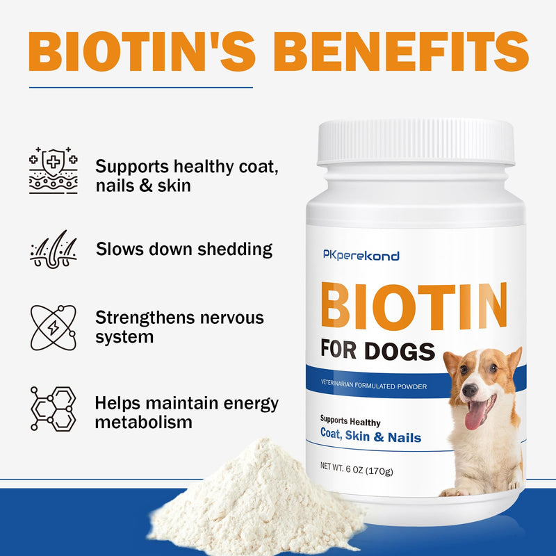 Biotin for Dogs, Supports Shiny Coat and Healthy Skin, Strengthens Dog Nails, Biotin Powder Supplement for Dog Shedding, Dry Skin Relief for Dogs, 6 oz Original - PawsPlanet Australia