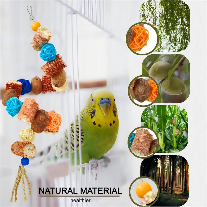 Natural Bird Rope Perches, Parakeet Swing Chew Toy, Birdcage Hanging Toy for Conure Cockatiel Budgies Lovebird Parrot - PawsPlanet Australia
