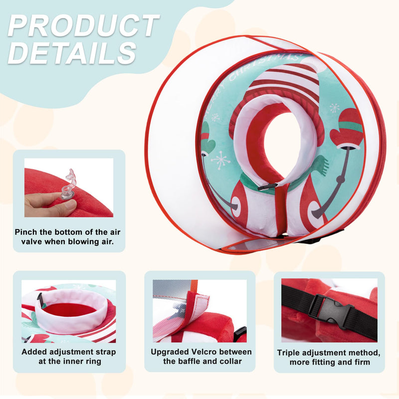 Dog Cone Inflatable Donut to Stop Licking After Surgery, Soft Dog Cone Collar with Anti-Licking Guard Shield, Protective Pillow Cone for Large Medium Small Dogs (Snowman, Large) Snowman - PawsPlanet Australia