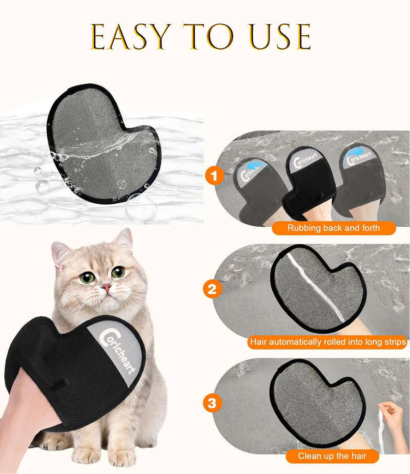 2 Pcs Pet Hair Removal Gloves Brush, Reusable Dog Cat Electrostatic Hair Remover Grooming Glove Tool - PawsPlanet Australia