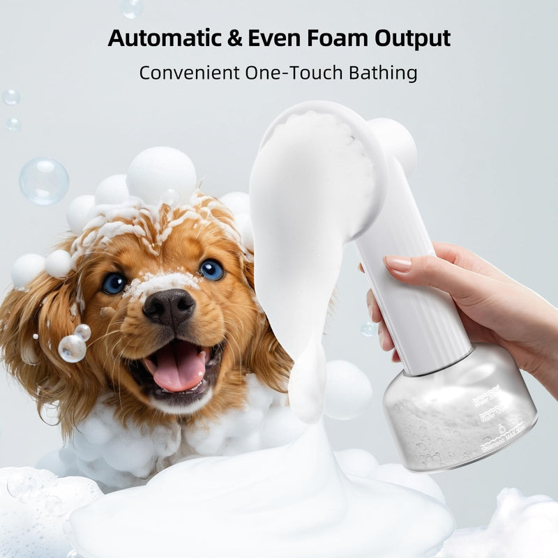 uahpet Automatic Foaming Pet Brush, Rechargeable & IPX7 Waterproof Dog Scrubber with Soft Silicone, One-Button Deep Cleaning Dog Bath Brush for Short and Long Haired Pet - PawsPlanet Australia