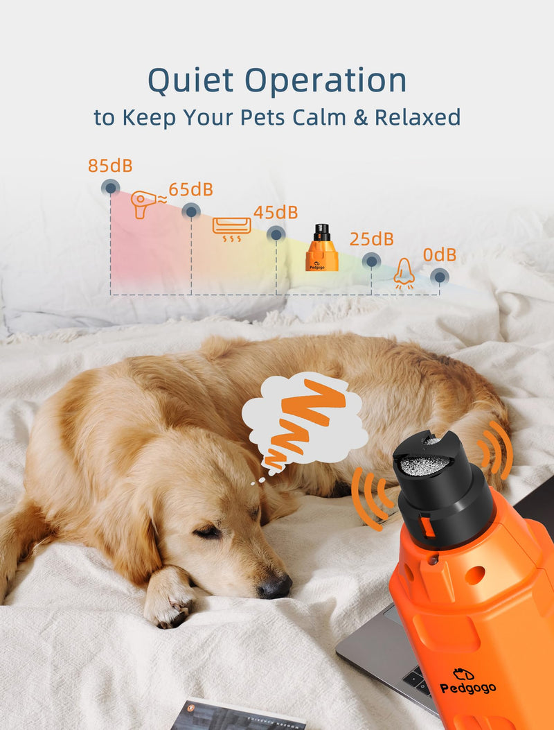 Dog Nail Grinder Super Quiet 45 db 6-Speed Pet Nail Grinder with 2 LED Lights 12000RPM & 3 Grinding Ports Dog Nail Trimmer for Large Medium Small Dogs with Dust Cap & 2 Extra Grinding Head - PawsPlanet Australia