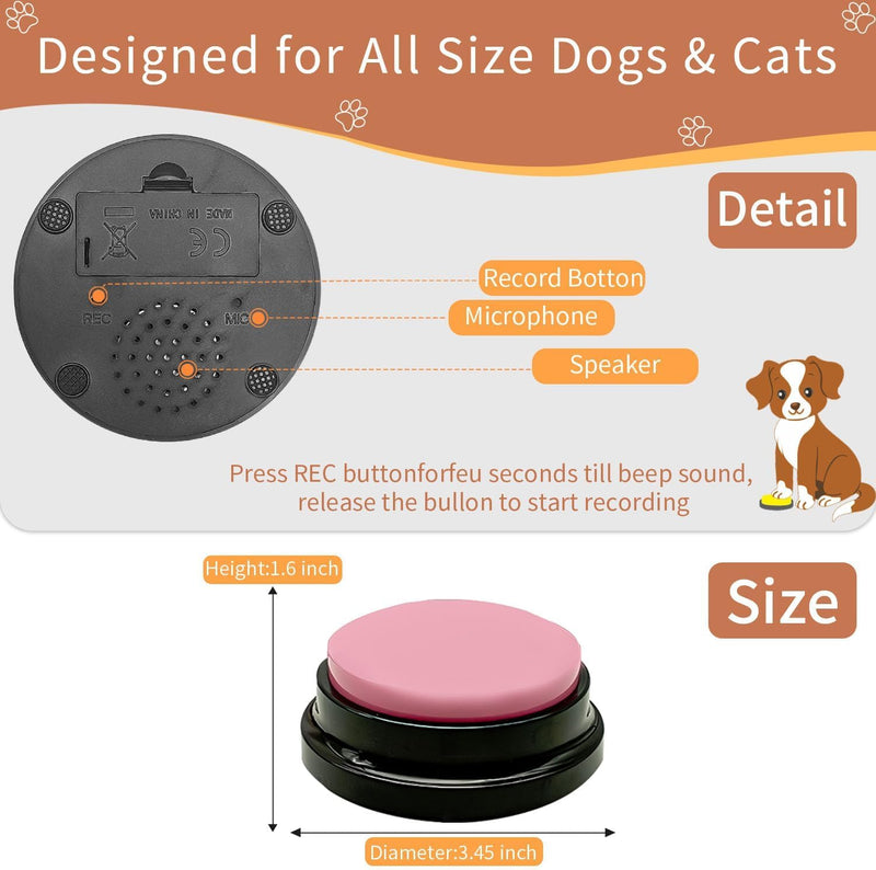 RIBOSY Dog Buttons for Communication, 10 Pcs Dog Speech Training Buzzers with 50 Training Stickers, Train Your Dog to Voice What They Want - PawsPlanet Australia