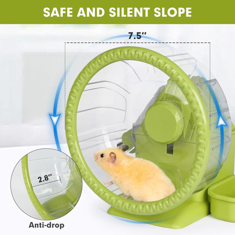 VANNON 4 in 1 Quiet Hamster Exercise Wheel, Multi Functional Hamster House with Running Wheel, Water Bottle, Food Bowl and Hideout, Small Animals Exercise Running Toys for Hamsters Gerbils Mice, Green - PawsPlanet Australia