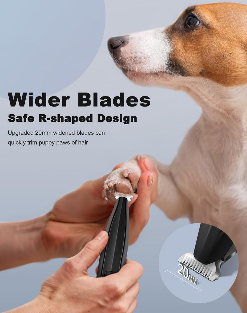 Dog Paw Trimmer for Grooming, Cordless Rechargeable Dog Clippers with Widened Blade, Low Noise Electric Cat Precision Shaver for Small Pet's Hair Around Eyes, Faces, Ears, Paws, Rump(Black) Black - PawsPlanet Australia